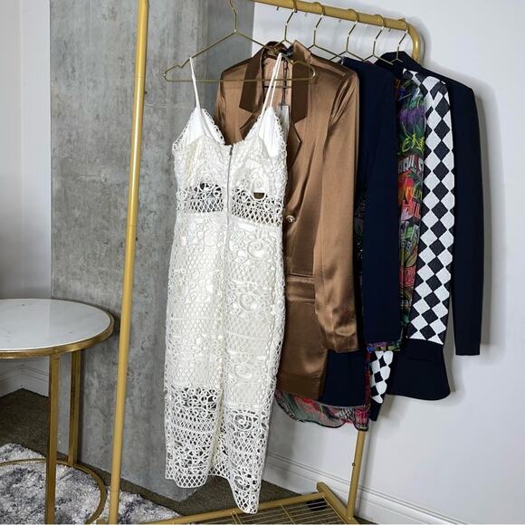 Express Rare Ivory Crocheted Lace Midi Dress - Picture 15 of 15